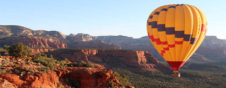 hot air balloon over Sedona