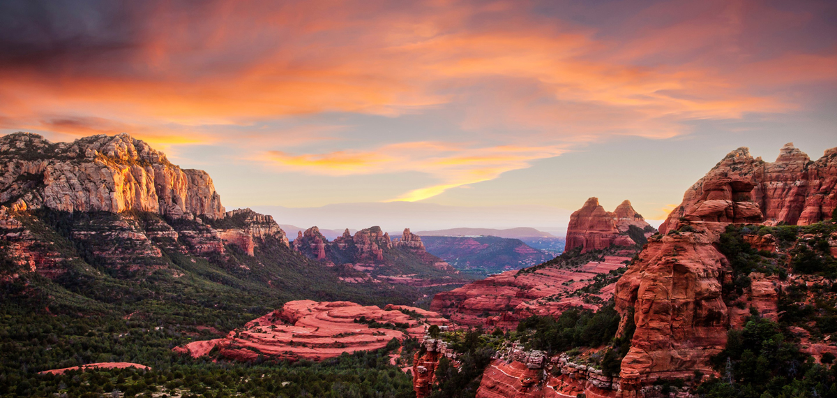 Sedona Peach Sky with Red Rock Vista location